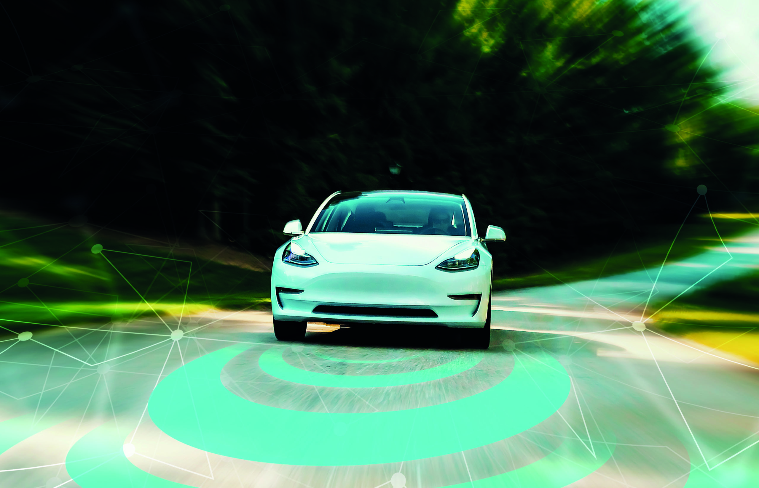 Autonomous self driving car technology concept